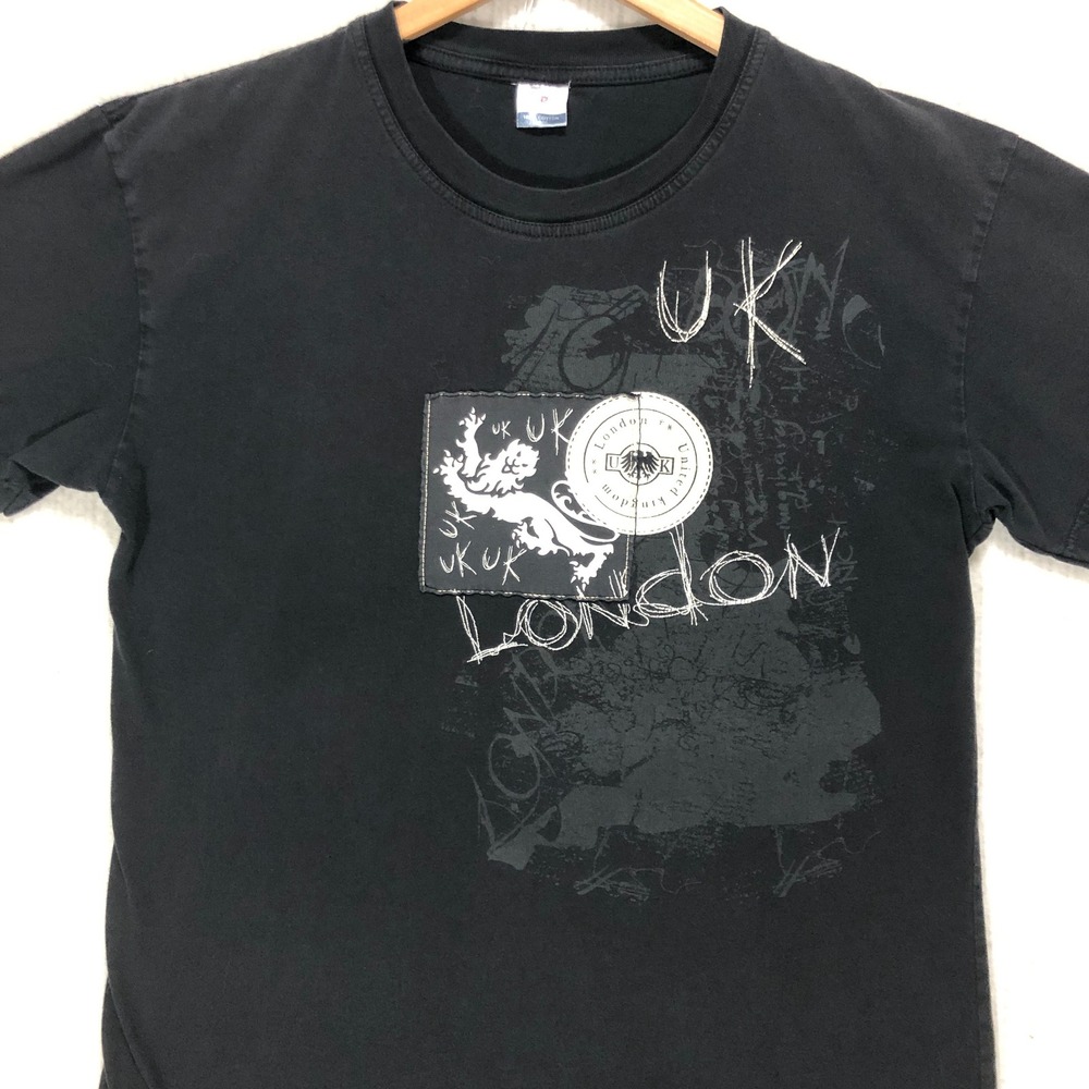 Crest of London Mens‎ Graphic T-Shirt Black UK Lion London Souvenir Large